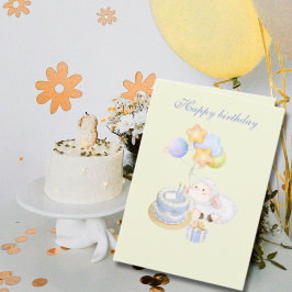 Cute whimsical Pastel Lamb Birthday Design Kort