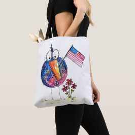 Cute Whimsical Patriotic Bird med Flagga Tygkasse