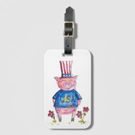 Cute Whimsical Patriotic Gris Bagagebricka