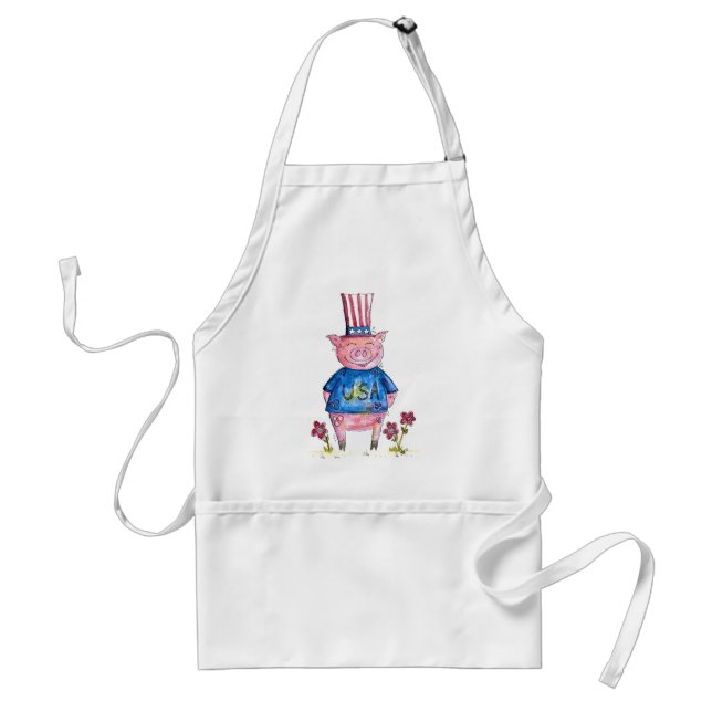 Cute Whimsical Patriotic Gris Förkläde (Framsidan)
