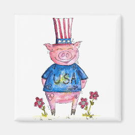 Cute Whimsical Patriotic Gris Magnet