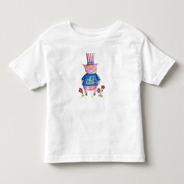 Cute Whimsical Patriotic Gris T Shirt (Framsida)