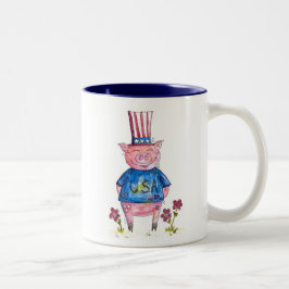 Cute Whimsical Patriotic Gris Två-Tonad Mugg