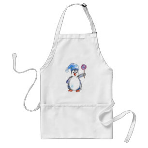 Cute Whimsical Penguin med Lollipop Förkläde