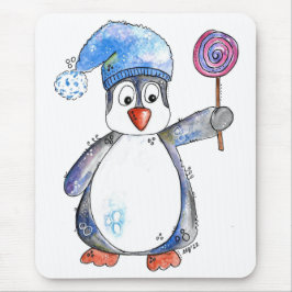 Cute Whimsical Penguin med Lollipop Musmatta