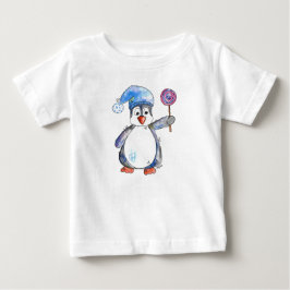 Cute Whimsical Penguin med Lollipop T Shirt