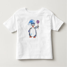 Cute Whimsical Penguin med Lollipop T Shirt