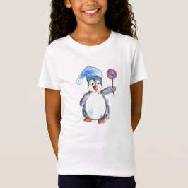 Cute Whimsical Penguin med Lollipop T Shirt