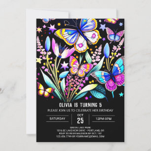 Cute Whimsical Printable Butterfly Birthday Inbjudningar