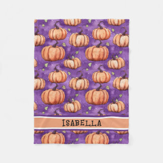 Cute Whimsical Pumpkin Namn Fleece Blanket