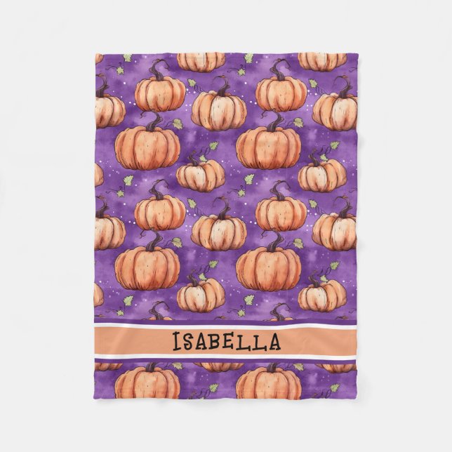 Cute Whimsical Pumpkin Namn Fleece Blanket (Framsidan)