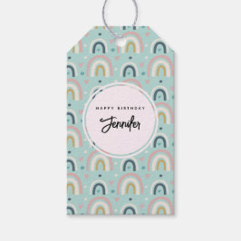 Cute Whimsical Rainbow Mönster Birthday Presentetikett