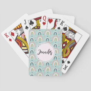 Cute Whimsical Rainbow Mönster Casinokort
