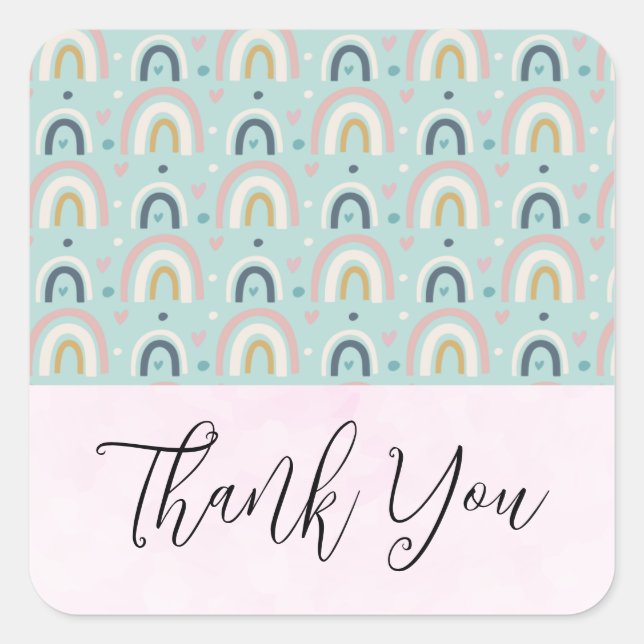 Cute Whimsical Rainbow Mönster Fyrkantigt Klistermärke (Framsida)