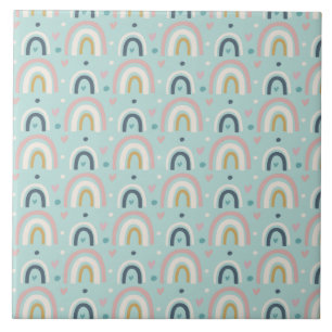Cute Whimsical Rainbow Mönster Kakelplatta