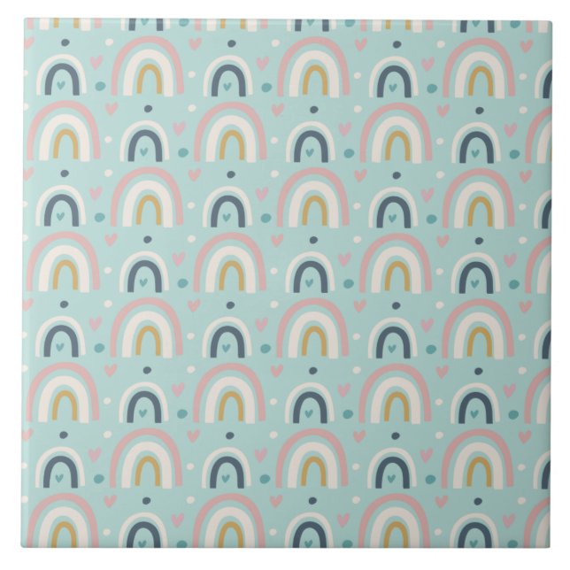 Cute Whimsical Rainbow Mönster Kakelplatta (Framsidan)