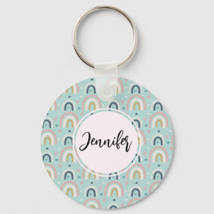 Cute Whimsical Rainbow Mönster Nyckelring