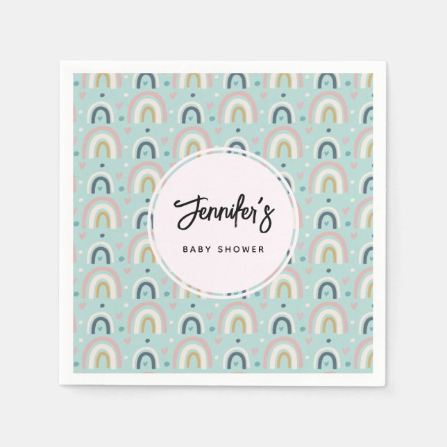 Cute Whimsical Rainbow Mönster Pappersservett (Framsidan)