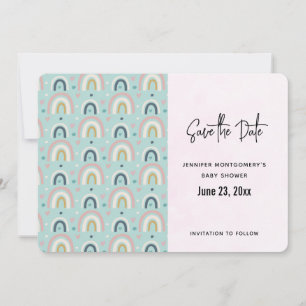Cute Whimsical Rainbow Mönster Spara Datumet