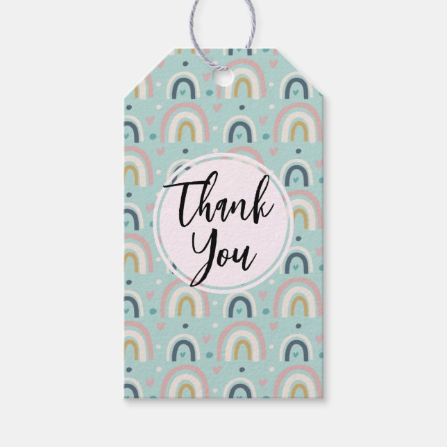 Cute Whimsical Rainbow Mönster Tack Presentetikett (Framsidan)