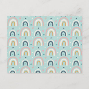 Cute Whimsical Rainbow Mönster Vykort