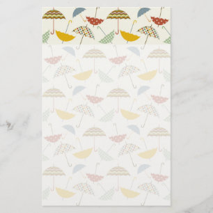 Cute Whimsical Rainy Day Umbrella Mönster Brevpapper