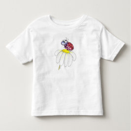 Cute Whimsical Red Ladybug på en vit blomma T Shirt