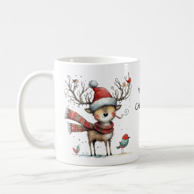 Cute Whimsical Rener God jul Kaffemugg (Vänster)