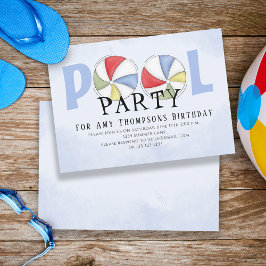 Cute Whimsical Roligt Bassäng Party, sommarstrande Inbjudningar