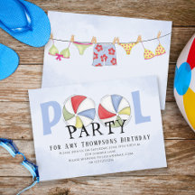 Cute Whimsical Roligt Bassäng Party, sommarstrande