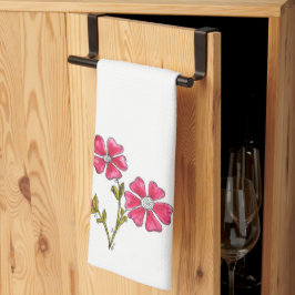 Cute Whimsical Rosa Flowers Kökshandduk