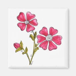 Cute Whimsical Rosa Flowers Magnet
