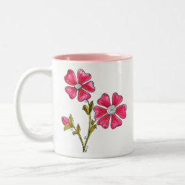 Cute Whimsical Rosa Flowers Två-Tonad Mugg