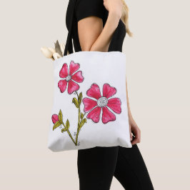 Cute Whimsical Rosa Flowers Tygkasse