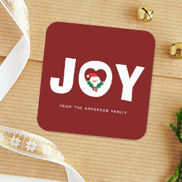 Cute Whimsical Santa & Holly Berries jul Joy Fyrkantigt Klistermärke