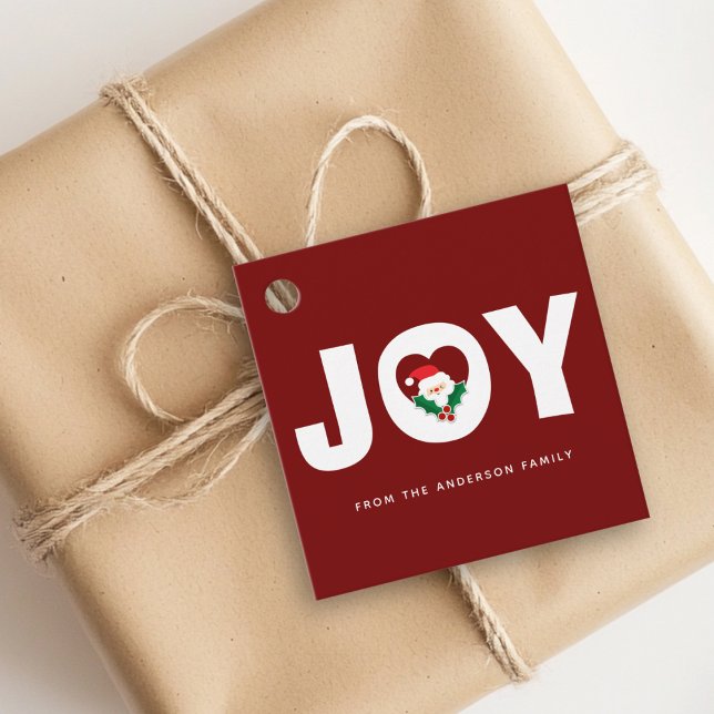 Cute Whimsical Santa & Holly Berries jul Joy Gåvor Etiketter (Skapare uppladdad)