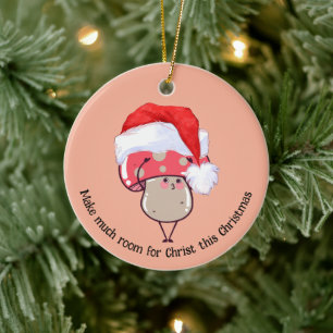 Cute Whimsical Santa Mushroom Julgransprydnad Keramik