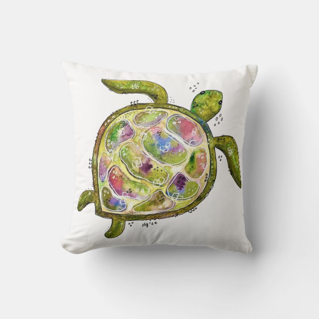 Cute Whimsical Sea Turtle Kudde (Framsida)