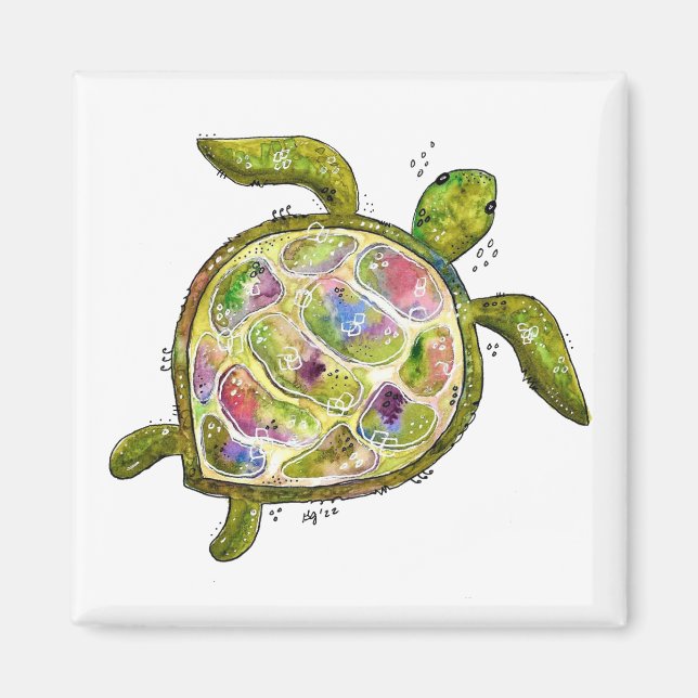 Cute Whimsical Sea Turtle Magnet (Framsidan)