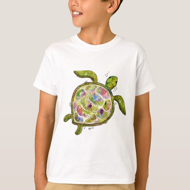Cute Whimsical Sea Turtle T Shirt (Framsida)