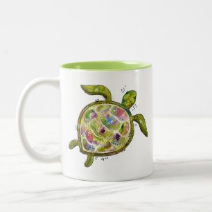 Cute Whimsical Sea Turtle Två-Tonad Mugg