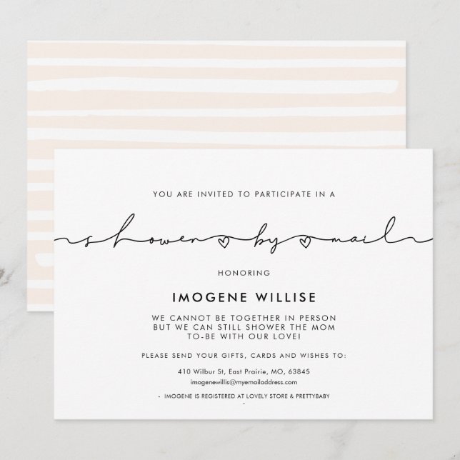 Cute Whimsical-skript Babydusch per post Inbjudningar (Fram/baksida)