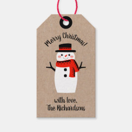 Cute Whimsical Snowman Presentetikett