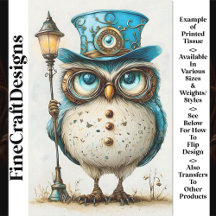Cute Whimsical Steampunk Uggla, Blue AY3 Decoupage