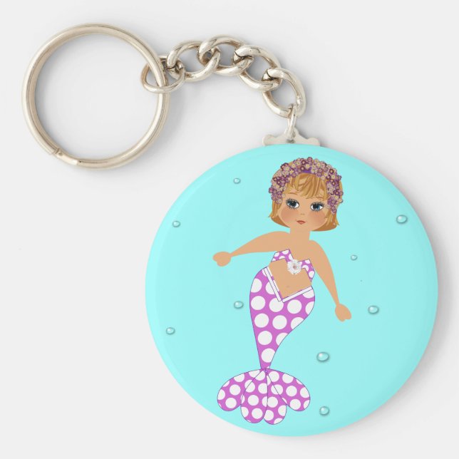 Cute Whimsical Swimming-Sjöjungfru Nyckelring (Framsidan)
