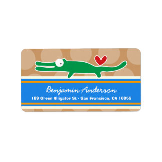 Cute Whimsical Tecknad Alligator-Adressetiketter Adressetikett
