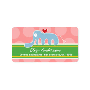 Cute Whimsical Tecknad Elephant Adressetiketters Adressetikett