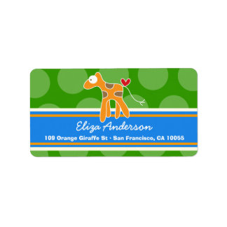 Cute Whimsical Tecknad Giraffe Adressetiketters Adressetikett