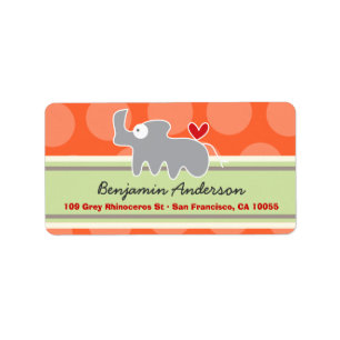 Cute Whimsical Tecknad Rhinoceros Adressetiketter