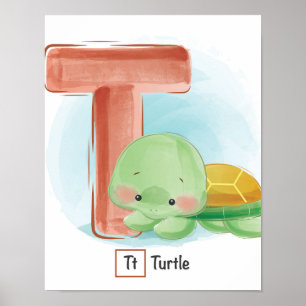 Cute Whimsical Turtle Animal Poster